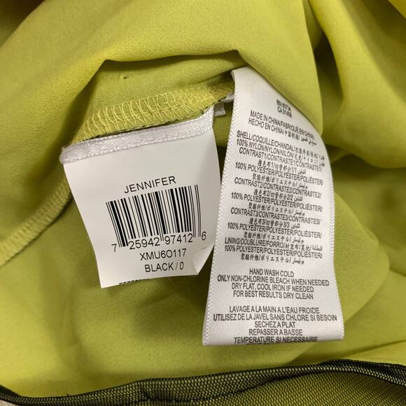 BCBGMaxAzria Jennifer One Shoulder Black Yellow Lace Floral Sheath Dress 0 XS - Picture 12 of 12